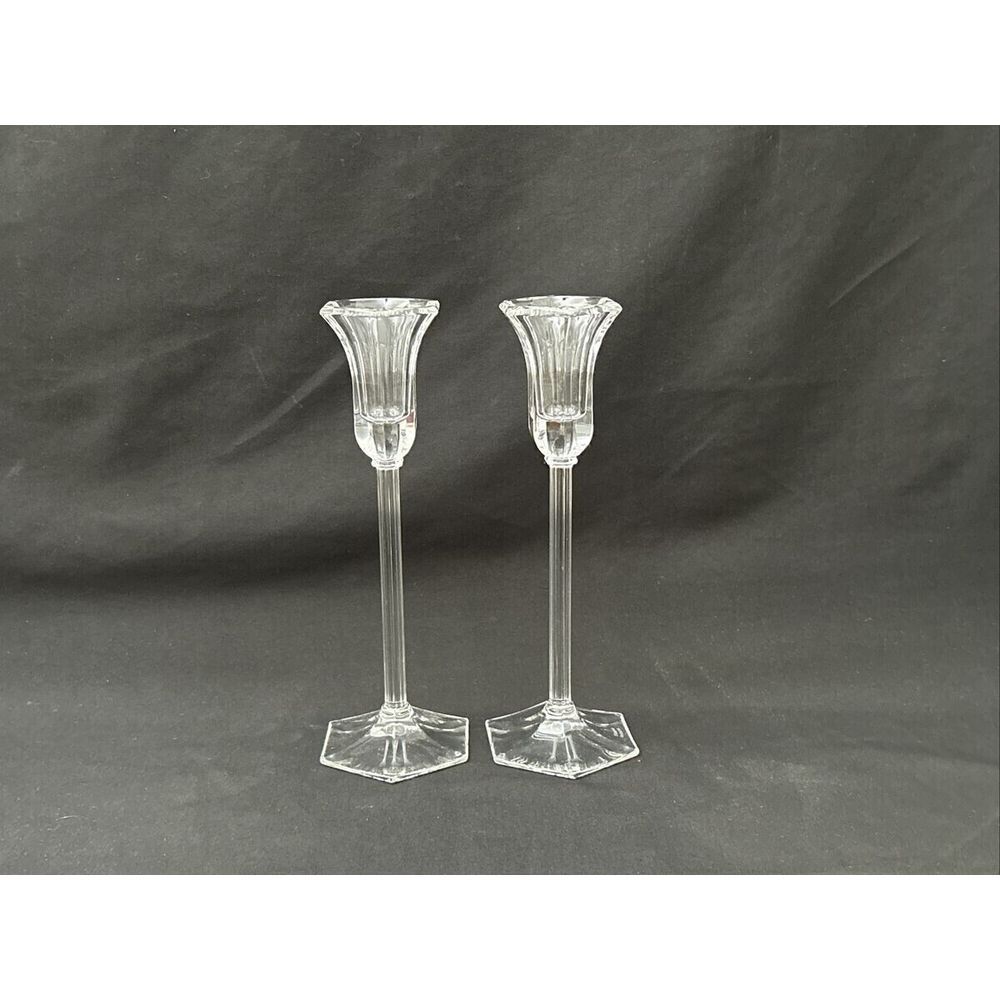 Waterford Marquis Candlesticks Vintage Triumphe Crystal Glass Fluted Set Regency - Picture 3 of 3